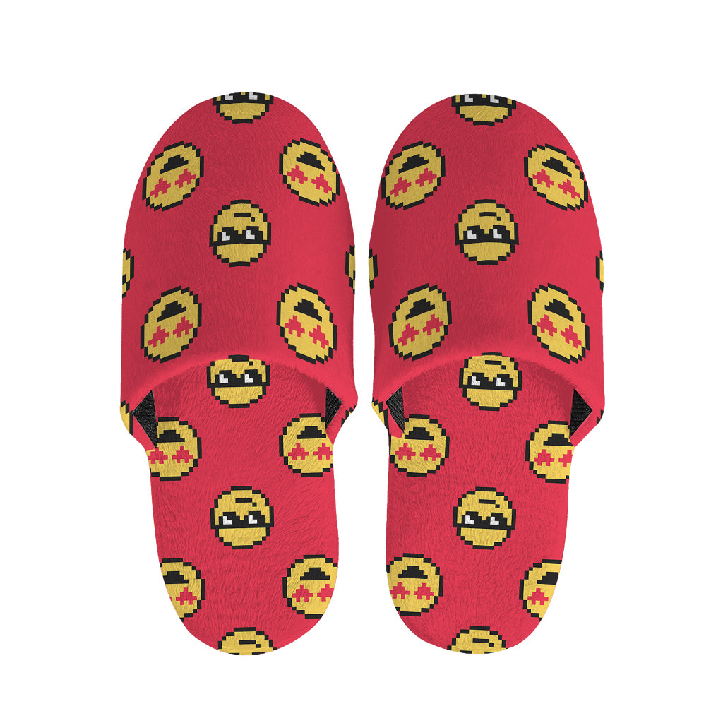 8-Bit Emoji Pattern Print Slippers