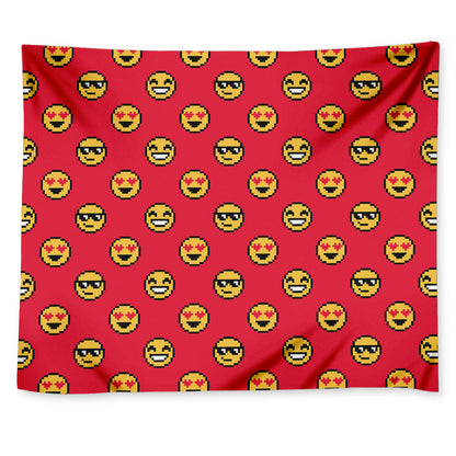 8-Bit Emoji Pattern Print Tapestry