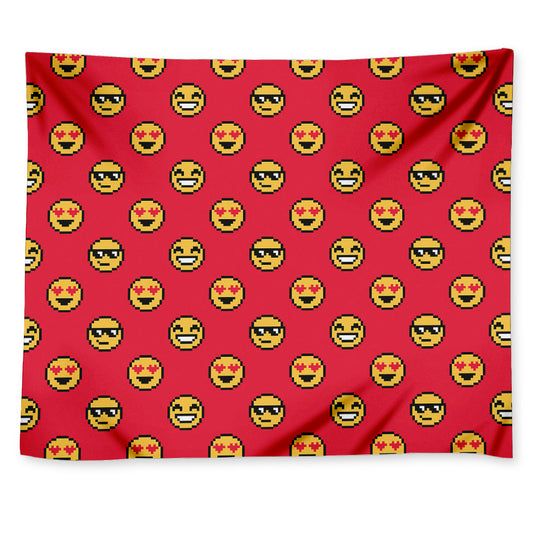8-Bit Emoji Pattern Print Tapestry