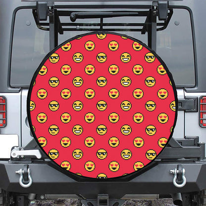 8-Bit Emoji Pattern Print Tire Cover