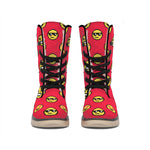 8-Bit Emoji Pattern Print Winter Boots