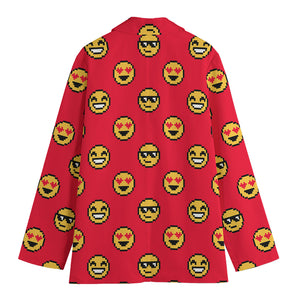 8-Bit Emoji Pattern Print Women's Blazer