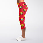 8-Bit Emoji Pattern Print Women's Capri Leggings