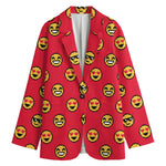 8-Bit Emoji Pattern Print Women's Cotton Blazer