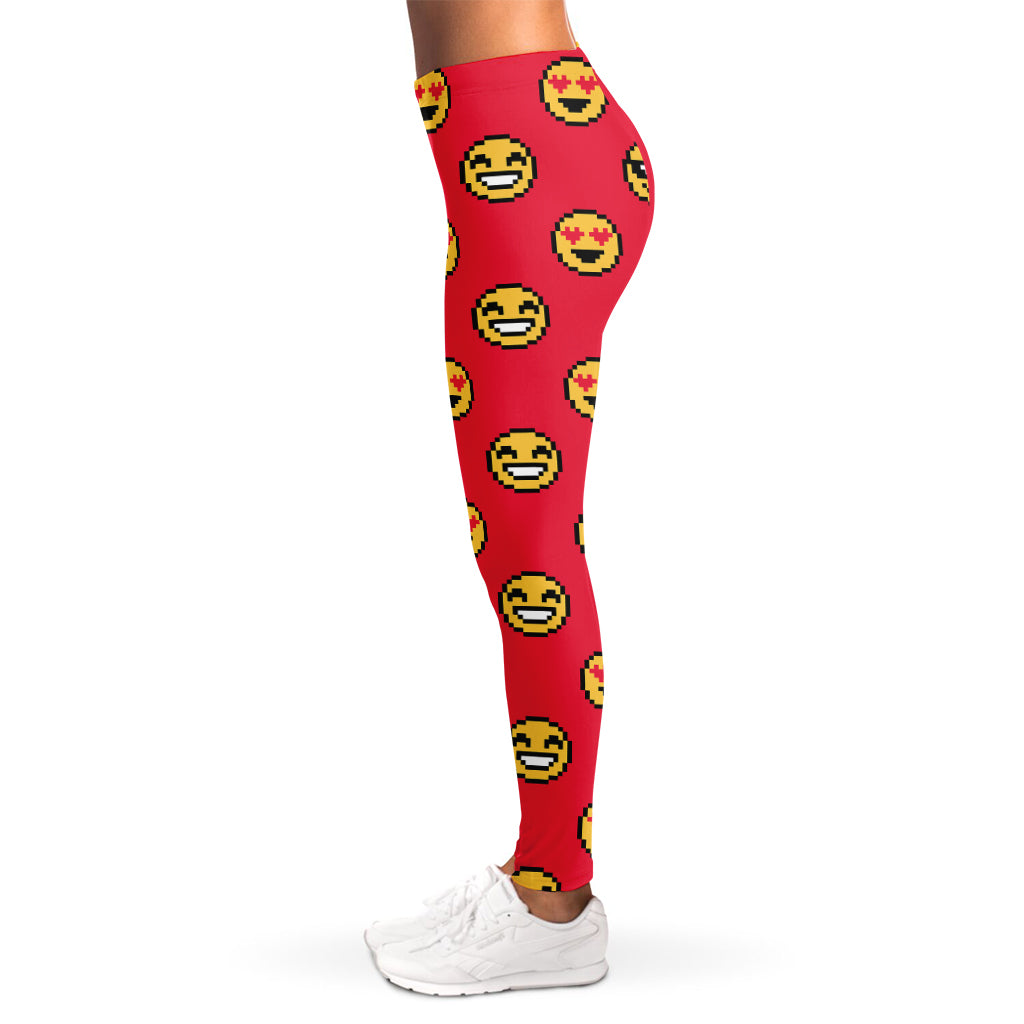 8-Bit Emoji Pattern Print Women's Leggings