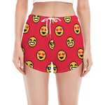 8-Bit Emoji Pattern Print Women's Split Running Shorts
