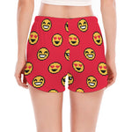 8-Bit Emoji Pattern Print Women's Split Running Shorts