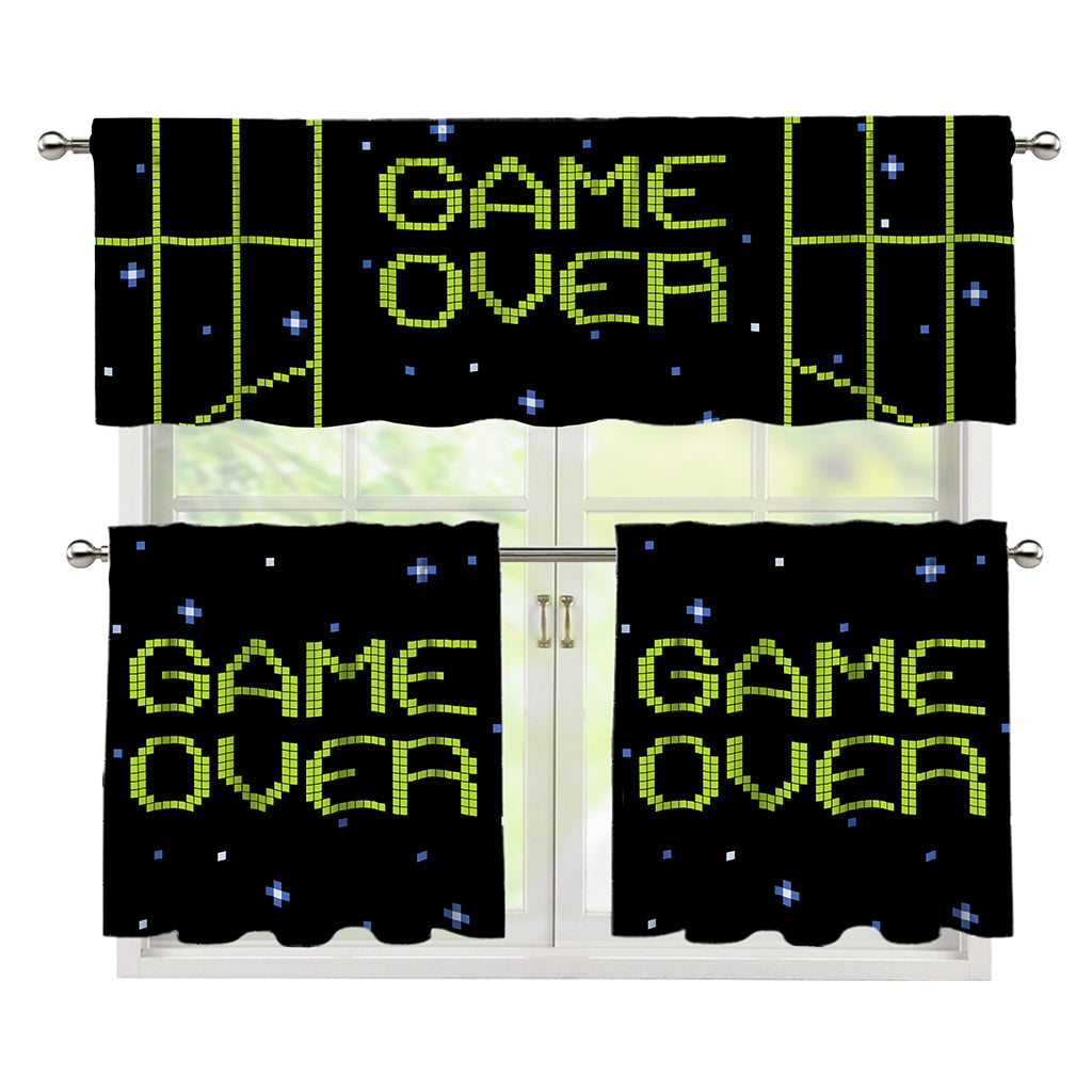 8-Bit Game Over Print 3 Piece Kitchen Curtains