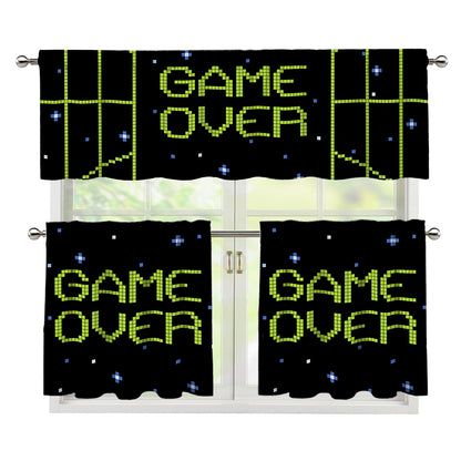 8-Bit Game Over Print 3 Piece Kitchen Curtains