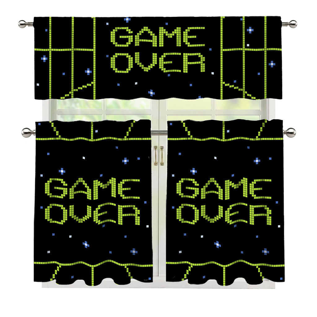 8-Bit Game Over Print 3 Piece Kitchen Curtains