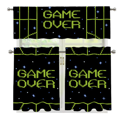 8-Bit Game Over Print 3 Piece Kitchen Curtains