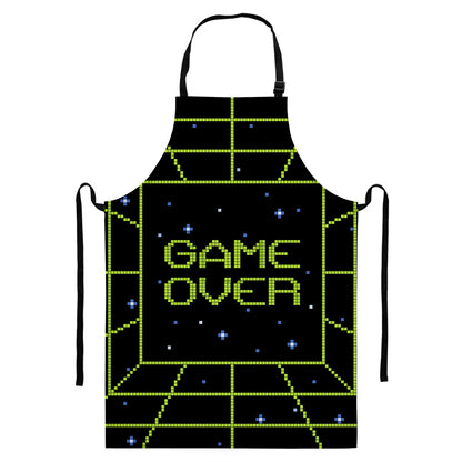 8-Bit Game Over Print Bib Apron With Pocket