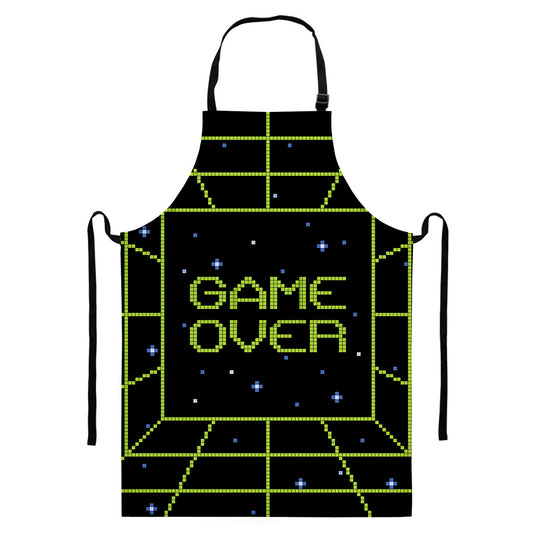8-Bit Game Over Print Bib Apron With Pocket
