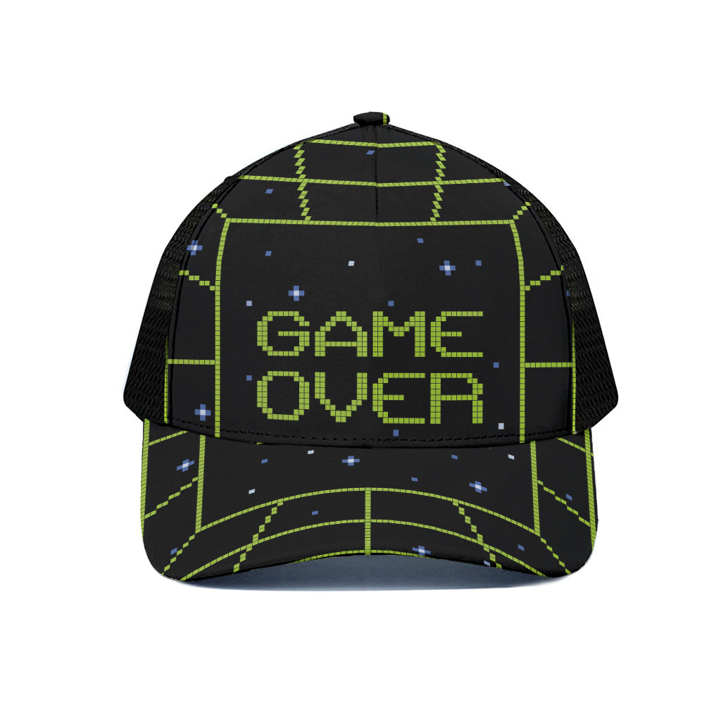 8-Bit Game Over Print Black Mesh Trucker Cap