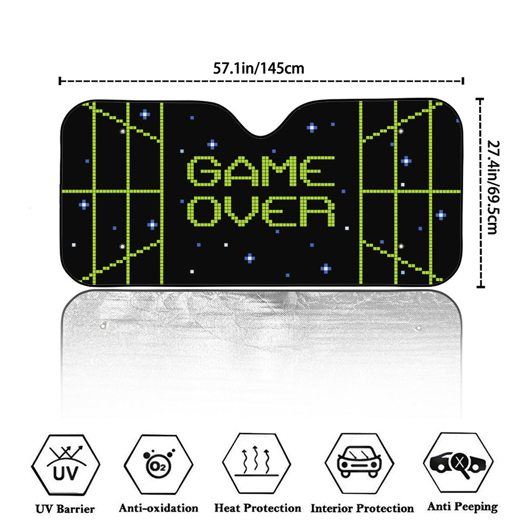 8-Bit Game Over Print Car Windshield Sun Shade
