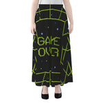 8-Bit Game Over Print Chiffon Maxi Skirt