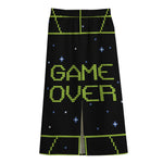 8-Bit Game Over Print Cotton Front Slit Maxi Skirt