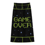 8-Bit Game Over Print Cotton Front Slit Maxi Skirt