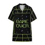 8-Bit Game Over Print Cotton Hawaiian Shirt