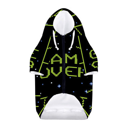 8-Bit Game Over Print Dog Zip Up Hoodie