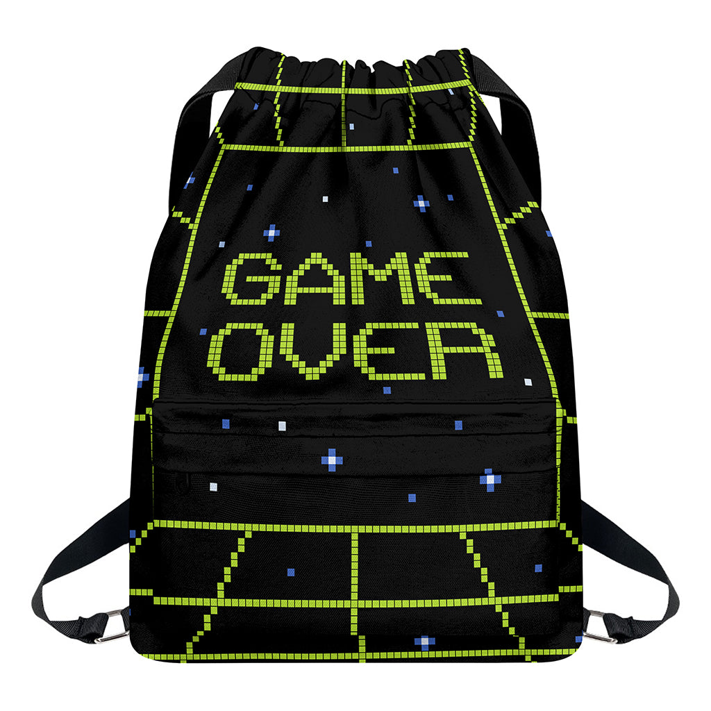 8-Bit Game Over Print Drawstring Backpack