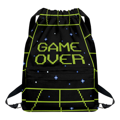 8-Bit Game Over Print Drawstring Backpack