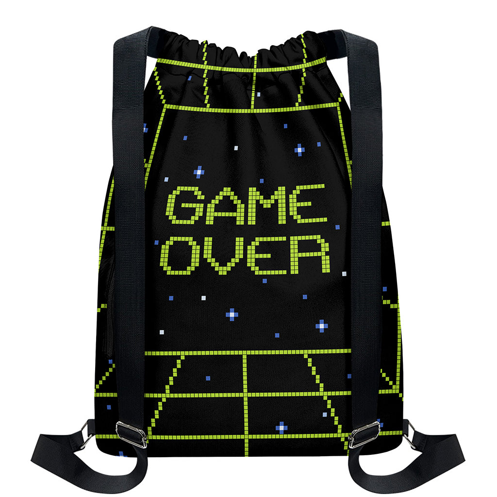 8-Bit Game Over Print Drawstring Backpack