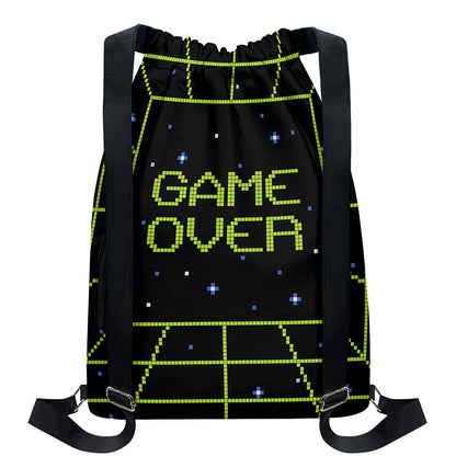 8-Bit Game Over Print Drawstring Backpack
