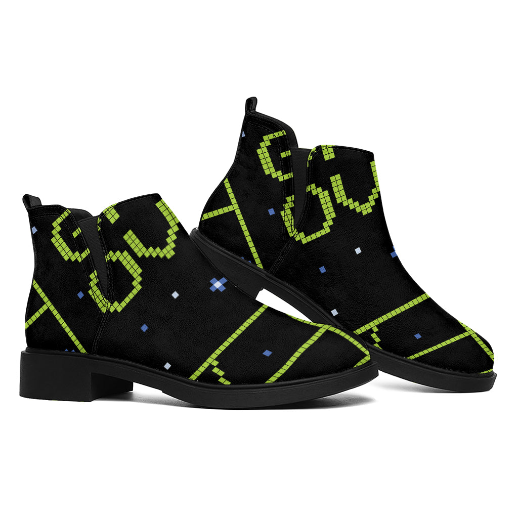 8-Bit Game Over Print Flat Ankle Boots