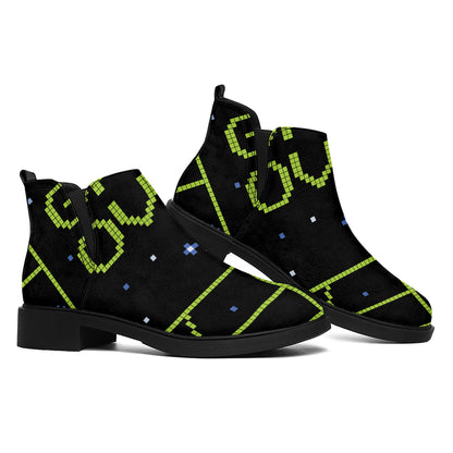 8-Bit Game Over Print Flat Ankle Boots