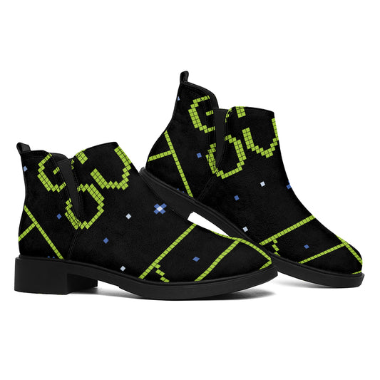 8-Bit Game Over Print Flat Ankle Boots