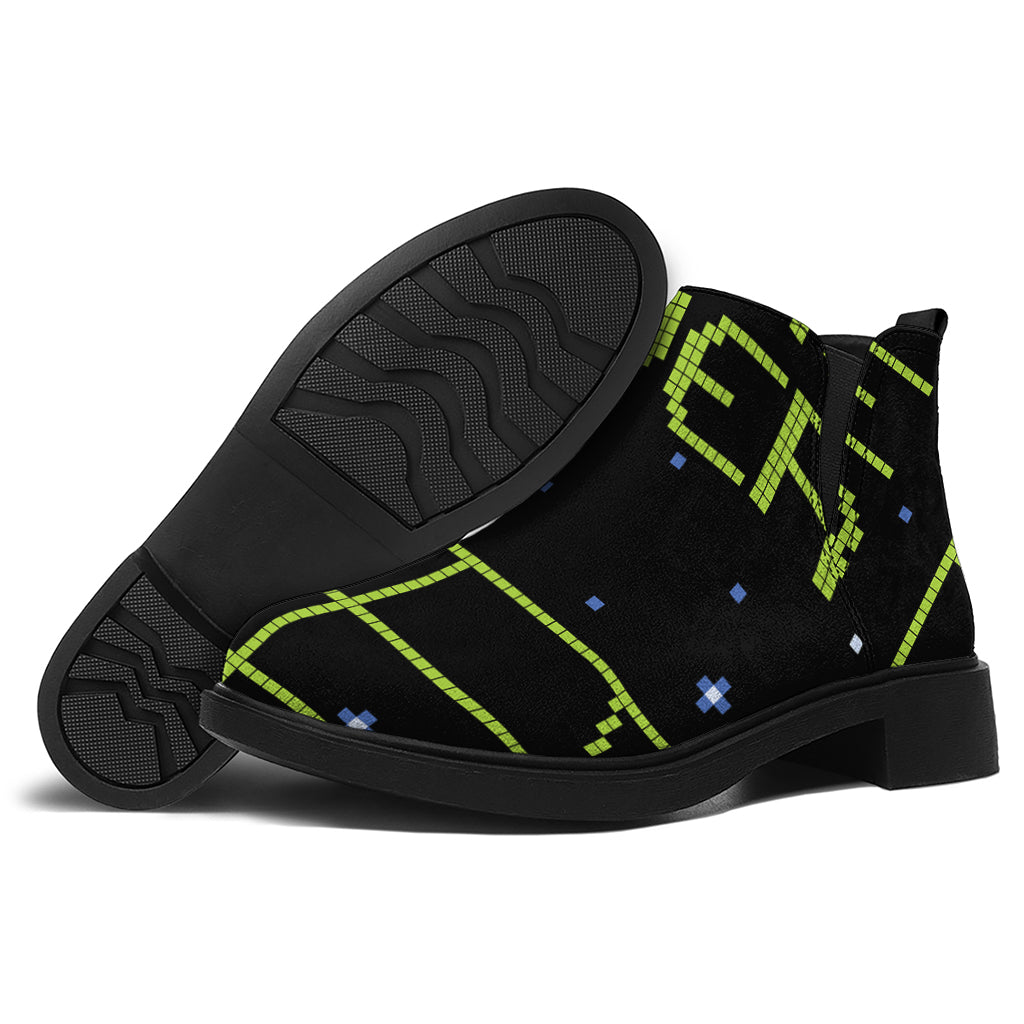 8-Bit Game Over Print Flat Ankle Boots