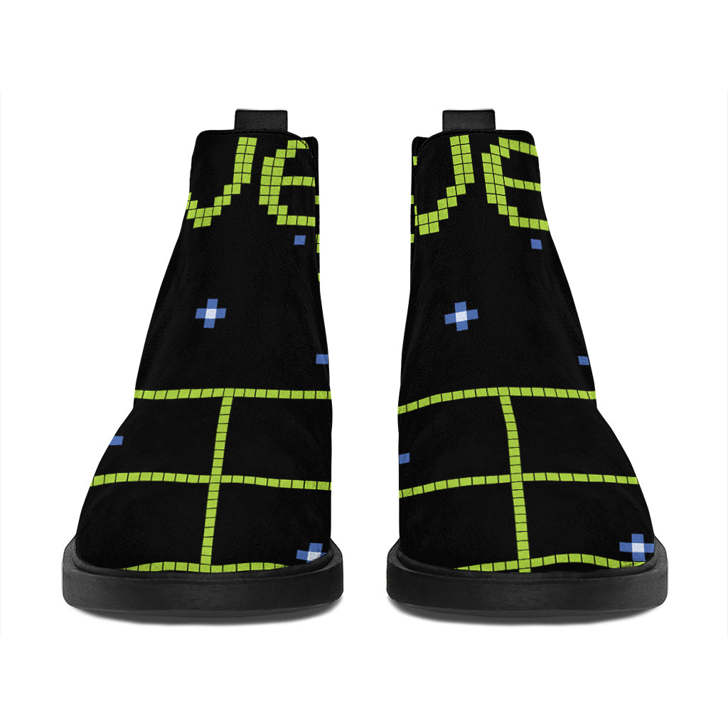 8-Bit Game Over Print Flat Ankle Boots