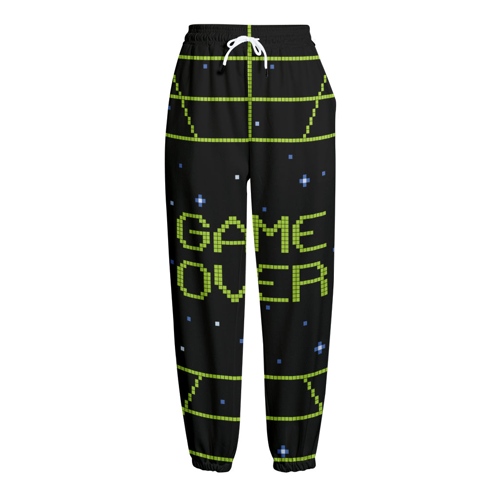 8-Bit Game Over Print Fleece Lined Knit Pants