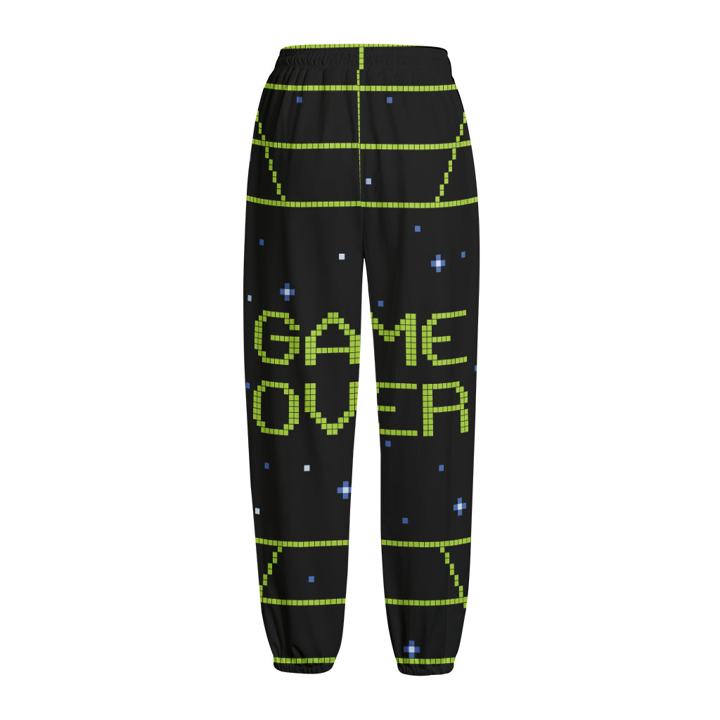 8-Bit Game Over Print Fleece Lined Knit Pants