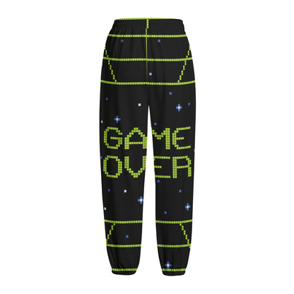 8-Bit Game Over Print Fleece Lined Knit Pants