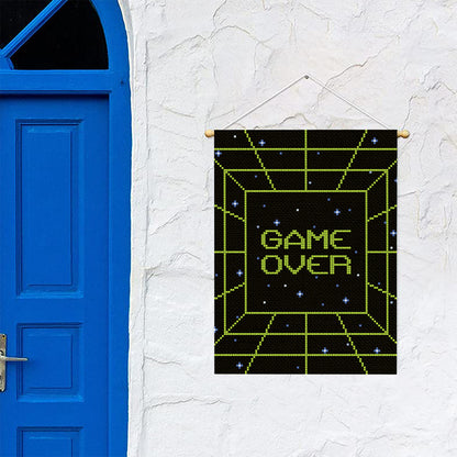 8-Bit Game Over Print Garden Flag