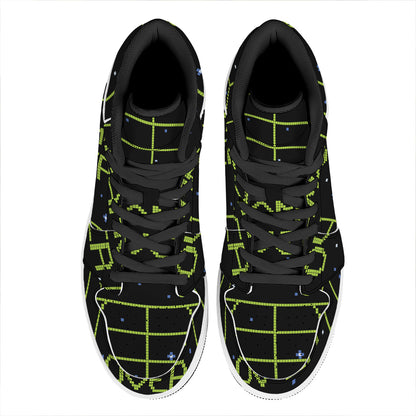8-Bit Game Over Print High Top Leather Sneakers