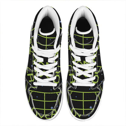 8-Bit Game Over Print High Top Leather Sneakers