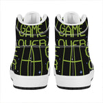 8-Bit Game Over Print High Top Leather Sneakers