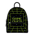 8-Bit Game Over Print Leather Backpack