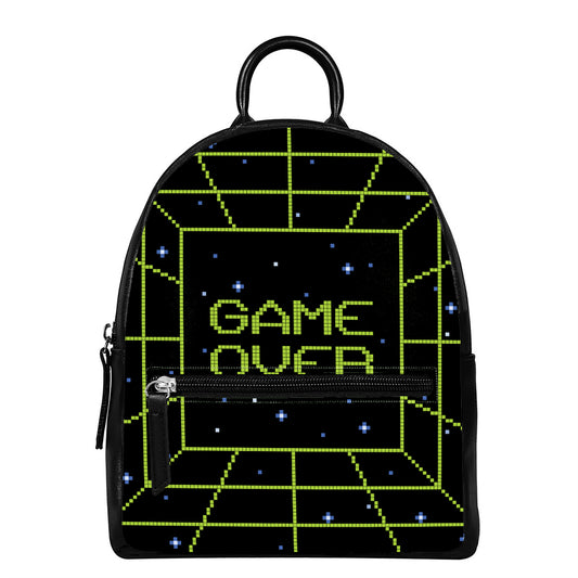 8-Bit Game Over Print Leather Backpack
