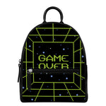 8-Bit Game Over Print Leather Backpack