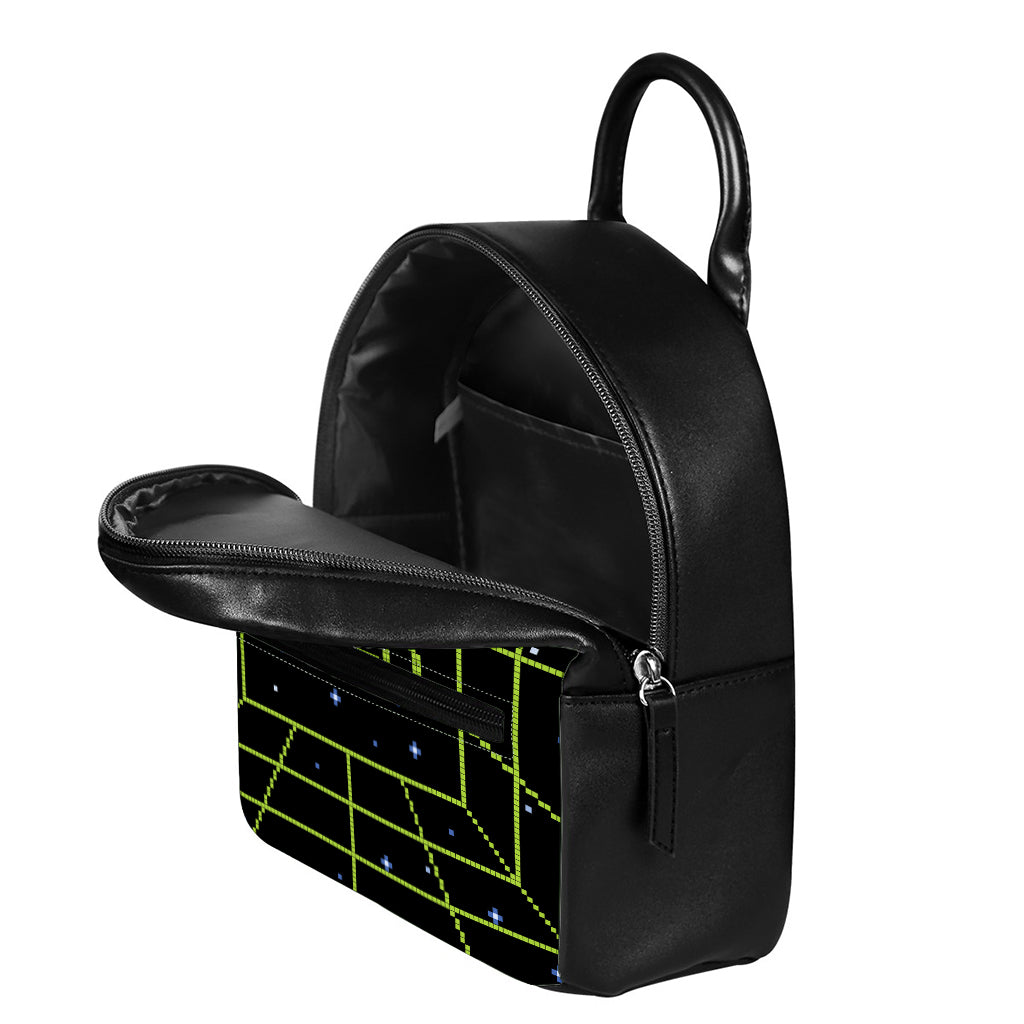 8-Bit Game Over Print Leather Backpack