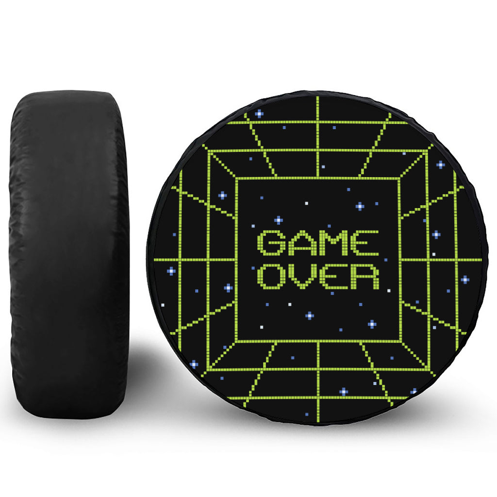 8-Bit Game Over Print Leather Spare Tire Cover