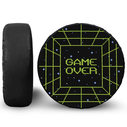 8-Bit Game Over Print Leather Spare Tire Cover