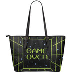 8-Bit Game Over Print Leather Tote Bag