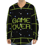8-Bit Game Over Print Long Sleeve Baseball Jersey