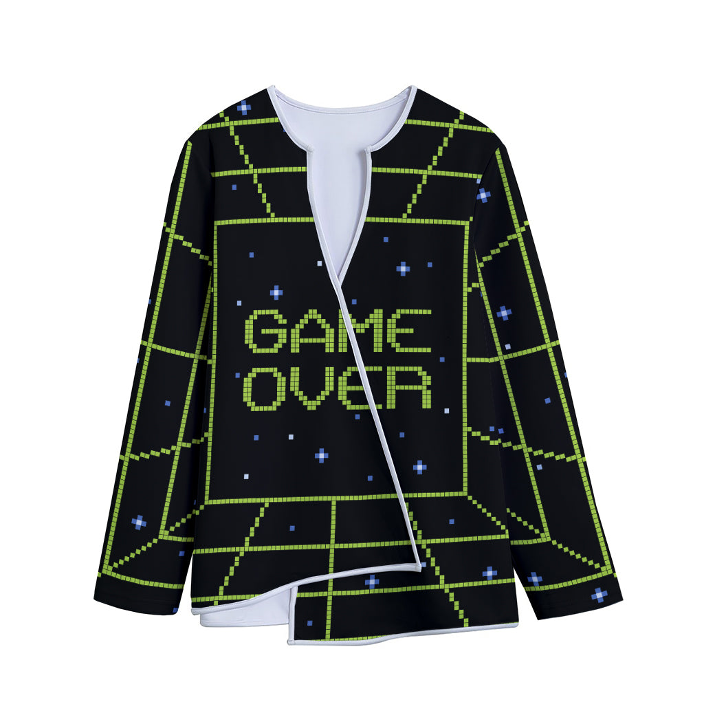 8-Bit Game Over Print Long Sleeve Short Coat