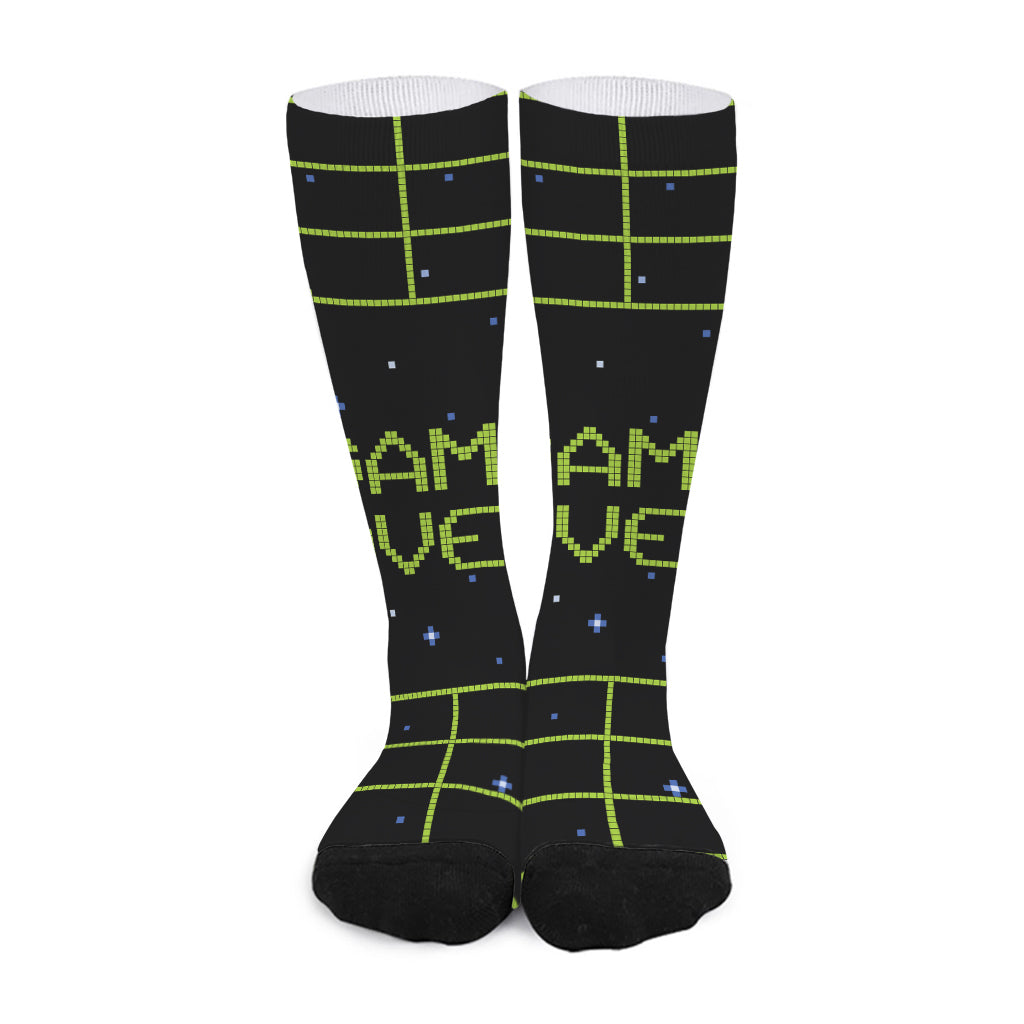 8-Bit Game Over Print Long Socks